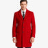 Mens Red Pea Coat-Three Quarter Wool Car Coat