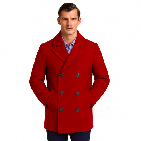 Mens Peacoat Wool double breasted Style Coat