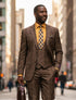 Mens 1930s Chestnut Brown Plaid 3 Piece Dress Suit 1920s Fancy Vest V2RW-7
