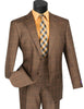 Mens 1930s Chestnut Brown Plaid 3 Piece Dress Suit 1920s Fancy Vest V2RW-7