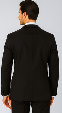 Mens 2 Button 100% Linen Suit with Elbow Patches Jacket in Black