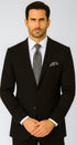 Mens 2 Button 100% Linen Suit with Elbow Patches Jacket in Black