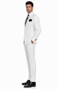 Mens 2 Button Classic Fit Basic Poplin Suit in White