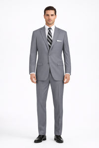 Mens 2 Button Classic Poplin Grey Suit