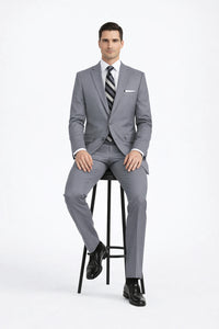 Mens 2 Button Classic Poplin Grey Suit