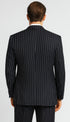 Mens 2 Button Gangster Pinstripe Pattern Suit in Black
