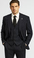 Mens 2 Button Gangster Pinstripe Pattern Suit in Black