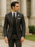 Mens 2 button Gangster Pinstripe Suit in Black & White