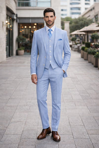 Mens 2 Button Jacket + Pants Summer Seersucker Suit