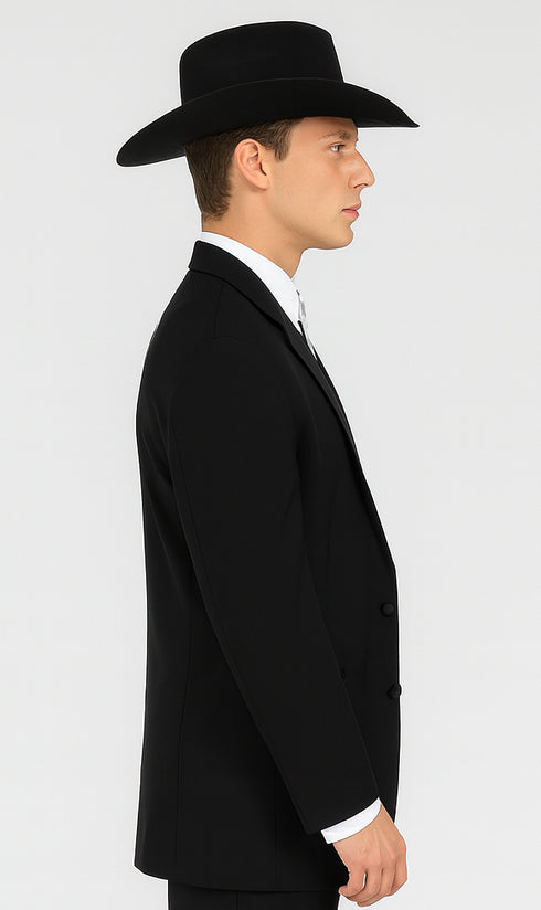 Mens 2 Button Western Cowboy Tuxedo in Black