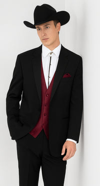 Mens 2 Button Western Cowboy Tuxedo in Black