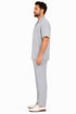 Men’s Light Gray Embroidered Walking Suit Set – 2 Piece Short Sleeve Casual Outfit