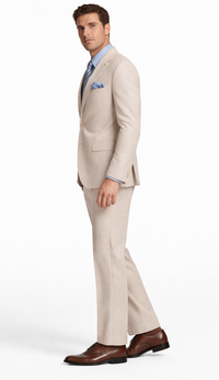 Men's 2PC Summer Seersucker Modern Fit Suit in Tan Pinstripe