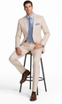 Men's 2PC Summer Seersucker Modern Fit Suit in Tan Pinstripe