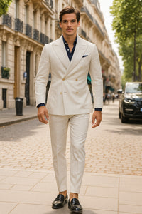 Linen Suit - Mens Summer Suits in White - Beach Wedding 4 Button