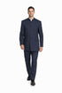 Mens 5 Button Mandarin Collar Suit in Navy Pinstripe