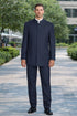 Mens 5 Button Mandarin Collar Suit in Navy Pinstripe