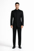 Mens 5 Button Mandarin Collar Tuxedo Suit in Black