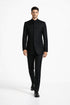 Mens 5 Button Mandarin Collar Tuxedo Suit in Black