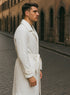 Men's Belted Wool Topcoat – White Alberto Belt Overcoat for Winter Style