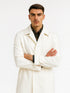 Men's Belted Wool Topcoat – White Alberto Belt Overcoat for Winter Style