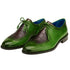 Men's Belvedere Etore Hand Painted Calf & Ostrich Leg Wingtip Dress Shoe in Green & Burgundy