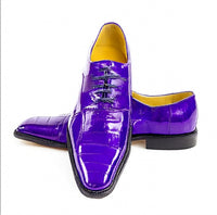 Mens Belvedere Mare Eel & Ostrich Cap Toe Dress Shoe in Black