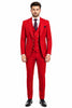 Men's Berry Statement Ticket Pocket Peak Lapel Wool Double Breasted Vest Suit with Gold Buttons – Modern Fit