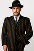 Black And Gold Stripe Suit - Vested Suit