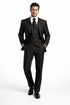 Men's Black And White Gangster Bold PinStripe Mars Vested 3 Piece Fashion Suit