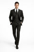 Men's Black And White Gangster Bold PinStripe Mars Vested 3 Piece Fashion Suit