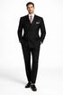 Mens Black Double Breasted Suit - Mens Classic Double Breasted Luxury Wool Feel Suit in Black