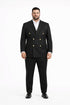 Mens Black Double Breasted Suit - Men's Slim Fit Double Breasted Wedding Suit with Gold Buttons in Black