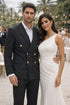 Mens Black Double Breasted Suit - Men's Slim Fit Double Breasted Wedding Suit with Gold Buttons in Black