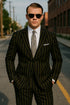 Mens 2 button Gangster Pinstripe Suit