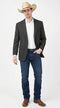 Mens Black Pinstripe Western Blazer – Classic Cowboy Style Jacket for Business, Formal and Smart Casual Wear