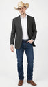 Mens Black Pinstripe Western Blazer – Classic Cowboy Style Jacket for Business, Formal and Smart Casual Wear