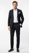 Mens Black Seersucker Suit – Shadow Ton on Ton Mini Textured Two Button Cotton Fabric Formal Summer Suit