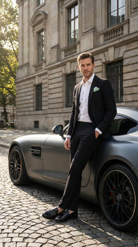 Mens Black Seersucker Suit – Shadow Ton on Ton Mini Textured Two Button Cotton Fabric Formal Summer Suit