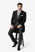 Cutaway Tuxedo - Black Peak Lapel Long Single Breasted Suit Perfect For Wedding or Musicians