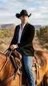 Mens Black Velvet Cowboy Blazer – Western Formal Jacket with Satin Lapel
