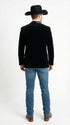 Mens Black Velvet Cowboy Blazer – Western Formal Jacket with Satin Lapel