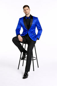 Mens Blazer - Paisley Sport Coat - Royal Prom Tuxedo Dinner Jacket Blazer