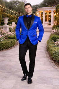 Mens Blazer - Paisley Sport Coat - Royal Prom Tuxedo Dinner Jacket Blazer