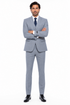 Men’s Blue Plaid 3-Piece Tailored Fit Suit with Vest