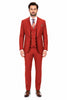 Men's Brick Statement Ticket Pocket Peak Lapel Wool Double Breasted Vest Suit with Gold Buttons – Modern Fit
