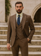 Men’s Brown Slim Fit Suit – Three-Piece Formalwear for Weddings