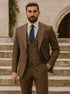 Men’s Brown Slim Fit Suit – Three-Piece Formalwear for Weddings