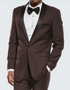 Mens Brown Dinner Jacket with Black Pants – Satin Lapel Tuxedo Suit for Weddings & Formal Events