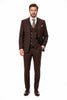 Men's Brown Statement Ticket Pocket Peak Lapel Wool Double Breasted Vest Suit with Silver Buttons – Modern Fit